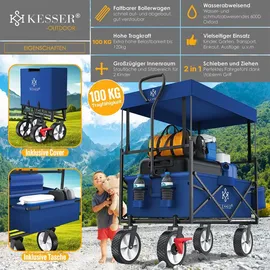 Kesser Bollerwagen faltbar mit Dach blau/navy