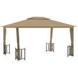 DOTMALL Pavillon Gartenzelt mit Seitenwänden & Doppeldach,Metall Gestell,4 x3 m