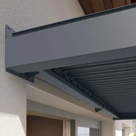 primeyard Terrassenüberdachung 3x4 m Aluminium-pfosten mit Lamellendach aus Stahl anthrazitfarbene Anbaupergola
