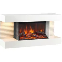 kaminio Elektrokamin Liz - Elektrischer Wandkamin mit Heizung, 3D-Flammeneffekt, LED-Ambilight, Fernbedienung - Weiß