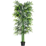 Outsunny Künstliche Pflanze, 180 cm Kunstpflanze, Künstlicher Bambusbaum, Kunstbaum mit Übertopf,