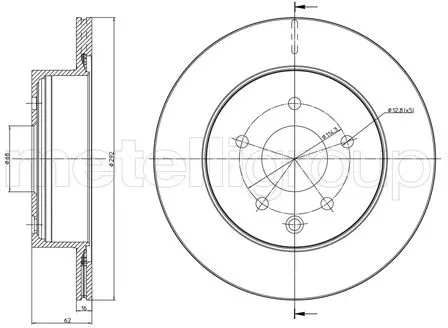 METELLI Bremsscheibe 230797c belüftet 292mm 16mm für NISSAN RENAULT