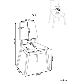 Beliani Esszimmerstuhl 2er Set MERRILL Holz Hellbeige