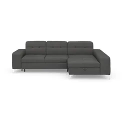 Ecksofa SIT & MORE "Baviene L-Form", grau, B:286cm H:92cm T:176cm, Sofas, inklusive Sitztiefenverstellung und Federkern, wahlweise Bettfunktion