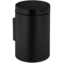Relaxdays Kosmetikeimer Wandmontage, 3 l, Absenkautomatik, Inneneimer, Edelstahl, runder Badezimmer Mülleimer, schwarz
