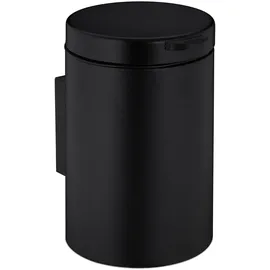 Relaxdays Kosmetikeimer Wandmontage, 3 l, Absenkautomatik, Inneneimer, Edelstahl, runder Badezimmer Mülleimer, schwarz