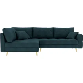 99rooms Bello Ecksofa Velours ELEMENT Blau Links