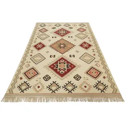 Teppich GREEN LOOOP "Brionne GL-82102", beige, B:80cm H:5mm L:150cm, Schurwolle, Baumwolle, Teppiche, handgewebter Naturfaserteppich aus Wolle
