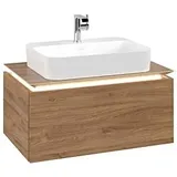 Villeroy & Boch Legato Waschtischunterschrank B753L0RH 80x38x50cm, Waschtisch mittig, mit LED-Beleuchtung, Kansas Oak