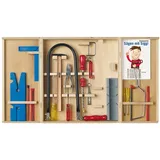 Pebaro 407 - Laubsäge-Schrank im Holzschrank, 24-teilig, komplettes Set im Holzschrank, Stahlwerkzeuge, Laubsägebogen und Säge für Metall, made in Germany
