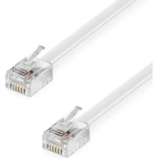 deleyCON 0,5m Telefonkabel RJ11 Modularkabel 6P4C Westernkabel RJ11 auf RJ11 Stecker Flachkabel Telefondose Modem Router Fax ISDN DSL VDSL Internet...