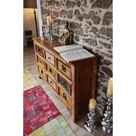 Massivmoebel24 Kommode Altholz 130x40x85 mehrfarbig lackiert Nature OF Spirit #59