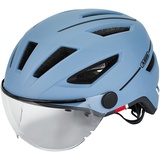 ABUS Pedelec 2.0 ACE - Fahrradhelm mit Rücklicht, Visier, Regenhaube, Ohrenschutz - für Damen und Herren - Hellblau Matt, Größe M