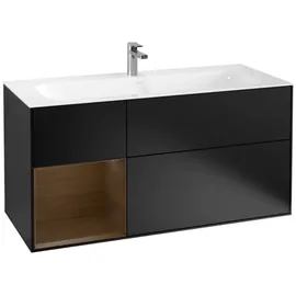 Villeroy & Boch Finion Waschtischunterschrank F060GNPD 119,6x59,1cm, Regal links Walnut veneer, Black matt lacquer