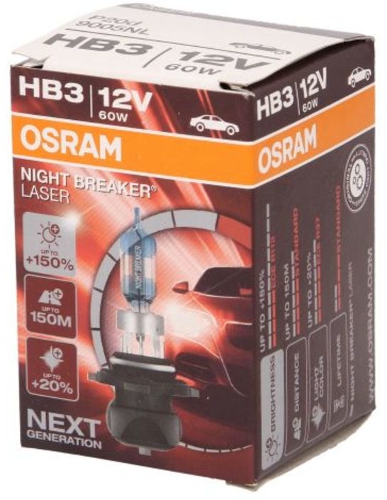 Ampoule, éclairage de virage OSRAM HB3 Night Breaker Laser 12V, 60W