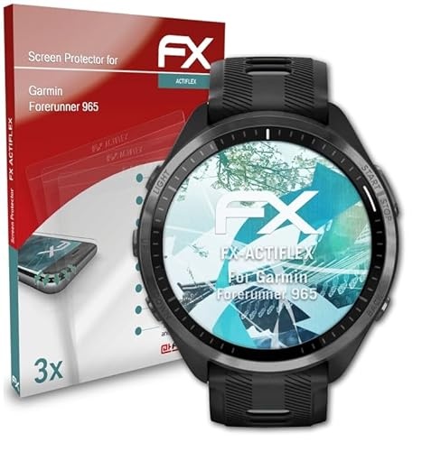 atFoliX Schutzfolie kompatibel mit Garmin Forerunner 965 Folie, ultraklare und flexible FX Displayschutzfolie (3X)