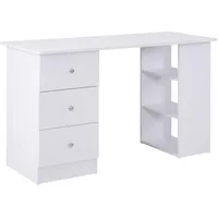 Homcom Schreibtisch, Multimediabüro mit 3 Schubladen 2 Ablagen, 120 x 49B x 72H cm, weiß