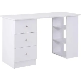 Homcom Schreibtisch, Multimediabüro mit 3 Schubladen 2 Ablagen, 120 x 49B x 72H cm, weiß