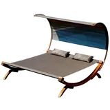 ASS Doppelliege Sonnen Garten Liege für 2 Personen SAONA extrabreit mit Dach, Farbe:Braun