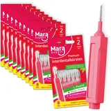 MARA EXPERT Interdentalbürsten ISO 2 - 10 x 8 rosa Zahnzwischenraumbürsten - Interdentalbürste mit natürlichen Borsten - Manuell, stationär, für Zähne, Implantate, Kronen, Zahnspangen & Backenzähne