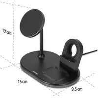 Hama 3in1 Kabellose Ladestation MagCharge Multi für iPhone, AirPods und Watch (Ladegerät)