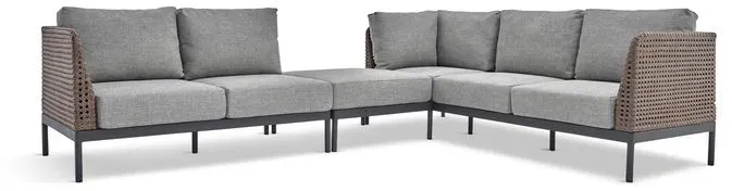 idyl Gartensofa Setja 3-Sitzer Stoff Grau
