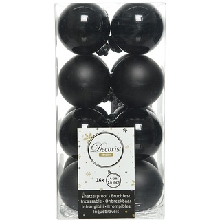 Decoris Weihnachtskugeln Kunststoff 4 cm Schwarz