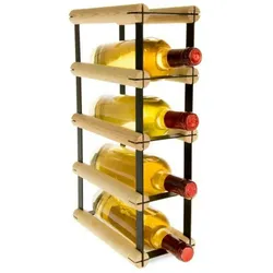 PROREGAL Modulares Weinregal VINOTECA MOD METAL | HxBxT 42,5x12,5x24,5cm | 1x4 Flaschen | Massives Kiefernholz | Natur | Flaschenregal