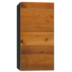 Hochschrank ELA mit Softclose, Korpus schwarz seidenmatt, Front Eiche Furnier dunkel, 400 x 800 x 350 mm - 93 138 98