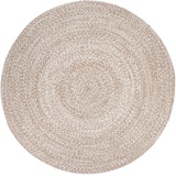 Paco Home Teppich Rund Wohnzimmer Jute Boho Ethno Muster Modern Handgefertigt Naturteppich, beige 80 cm Rund, Farbe:Beige