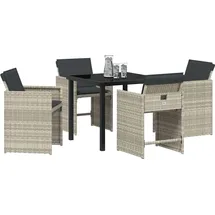 vidaXL Garten Essgruppe 5 Stk. Hellgrau Poly-Rattan