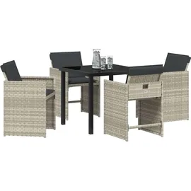 vidaXL Garten Essgruppe 5 Stk. Hellgrau Poly-Rattan