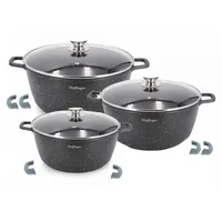 Cheffinger 6-tlg. Kochtopfset 24-28-32CM Topf Induktion Alu Guss Pfanne,