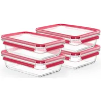 Emsa Frischhaltedose rechteckig rot 16,7 cm x 22,6 cm x 7 cm 1,1 l 4-teiliges Set