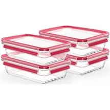 Emsa Frischhaltedose rechteckig rot 16,7 cm x 22,6 cm x 7 cm 1,1 l 4-teiliges Set