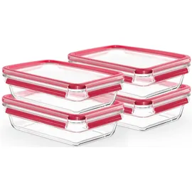 Emsa Frischhaltedose rechteckig rot 16,7 cm x 22,6 cm x 7 cm 1,1 l 4-teiliges Set