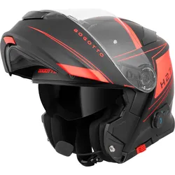 Bogotto H271 Taog Bluetooth Klapphelm, schwarz-orange, Größe M für Männer