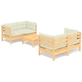 vidaXL Garten-Lounge-Set 5-tlg. creme Kiefernholz