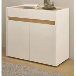 Büro Kommode "Center" in weiß und Wotan Eiche Büroschrank für Homeoffice und Büro 80 x 70 cm