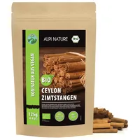 Alpi Nature Ceylon Zimtstangen BIO 125g, Zimtstangen ganz 80mm, ca. 14-16 Zimt Stangen pro Beutel