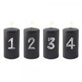 EDZARD 4er-Set Kerzenpins Advent, für Stumpenkerzen, Kerzendekoration mit Zahlen 1-4, Stecker aus vernickeltem Aluminium vernickelt, goldfarben, Höhe cm