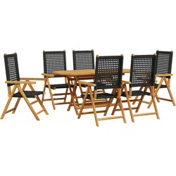 vidaXL Garten Essgruppe 7 pcs Schwarz
