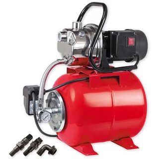 WALTER Edelstahl-Hauswasserwerk 1200 W, zur Förderung von klarem Wasser, zuverlässige Wasserversorgung, Fördermenge 3.800 l/h, mit integriertem Manometer, inkl. nötige Filter und Anschlussadapter