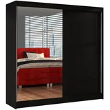 silape Schwebetürenschrank, Schwarz, Holzwerkstoff, Rechteckig, 200x215x58 cm, Schlafzimmer, Kleiderschränke, Schwebetürenschränke