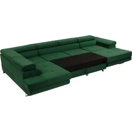 Mirjan24 Wohnlandschaft Torezio Bis, mit Bettkasten und Schlaffunktion, Einstellbare Kopfstützen, 346x203x70-90 cm (Farbe: Flow ... - Braun