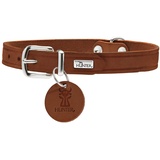Hunter AALBORG Hundehalsband, Leder, schlicht, robust, komfortabel, 60 (L), cognac