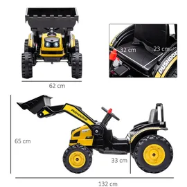 Homcom Elektrobagger Sitzbagger für Kinder gelb (132 x 62 x 65 cm)