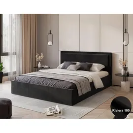 FEDVE Polsterbett, Schwarz, Textil, 140x200 cm, Schlafzimmer, Betten, Polsterbetten