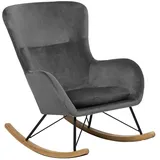 Beliani Schaukelsessel ELLAN in Grau/Schwarz/Heller Holzfarbton | Gr.: onesize