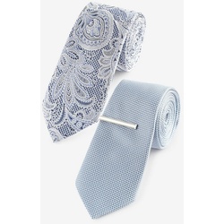 Next Krawatte Paisley-Krawatte und Krawattenclip im 2er-Set (3-St) blau